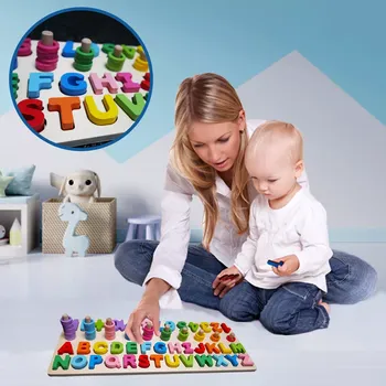 Výuková hračka Dřevěná vkládačka s abecedou a čísly