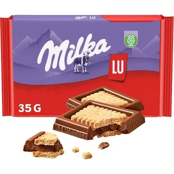 Čokoláda Milka čokoláda mléčná z alpského mléka obložená sušenkami LU 35g