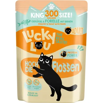 Krmivo pro kočku 6x300g Lucky Lou Adult - drůbež a pstruh