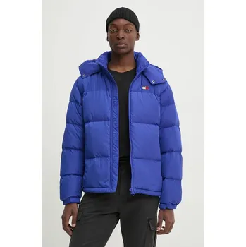 Péřová bunda Tommy Jeans pánská, modrá barva, zimní, DM0DM19537 55X, vel. L