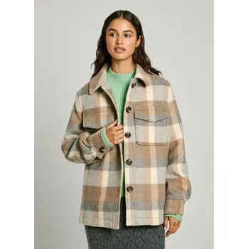 Dámský kabát Pepe Jeans dámský kostkovaný béžový kabát CAMERON 20012847-8445866853971