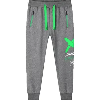 Chlapecké kalhoty CHLAPECKÉ TEPLEJŠÍ TEPLÁKY šedý melír Kugo GM9794