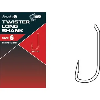 Rybářský háček Nash Háček Pinpoint Twister Long Shank Micro Barbed Velikost 8 10ks