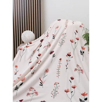 Deka mikroplyš 150 × 200 cm – Vlčí máky béžové