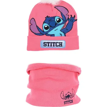 Čepice SOUPRAVA KULICH A NÁKRČNÍK LILO A STITCH SC xh4127 růžová Velikost: 52