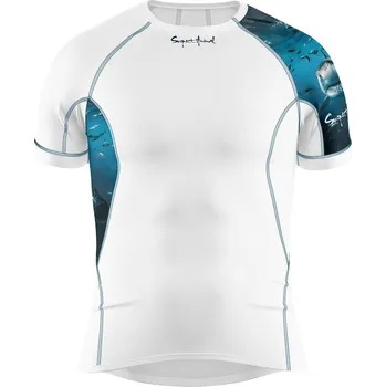 Pánské funkční triko krátký rukáv SHARK bílá Bamboo Ultra - Modrá / 3XL