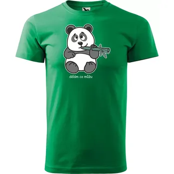 Sablio Tričko s potiskem Dělám co můžu Panda - zelené XL
