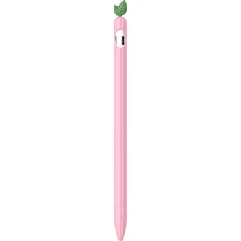Pouzdro na mobilní telefon Ochranný silikonový obal s lístečky pro Apple Pencil 1. generace - růžový