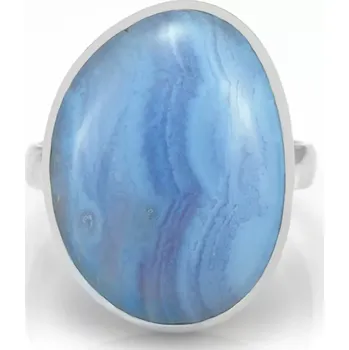 Prsten Stříbrný prsten (Ag 925/1000) s modrým chalcedonem QA, cca 25 x 19 mm, POUZE VELIKOST 58/59 (CHA6051R)