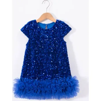 Dívčí sukně Slavnostní (vánoční) šaty pro dívky s flitry Barva: modrá, Velikost: 90
