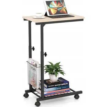 Konferenční stolek POMOCNÝ STOLEK VE TVARU C NA KOLEČKÁCH, MOBILNÍ KONFERENČNÍ STOLEK, ODkládací STOLEK, STOLEK K PSACÍMU STOLU