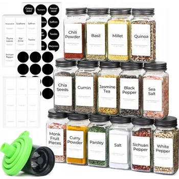 Obraz 15x SKLENĚNÉ KOŘENKY 113ml NA KOŘENÍ, NÁDOBKY, DOZY + ŠTÍTKY