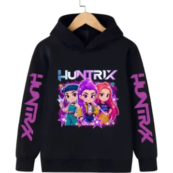 Chlapecký svetr KPop Demon Hunters (Lovkyně démonů) KPop Demon Hunters dětská mikina s potiskem (Huntrix) Barva: černá (64083), Velikost: 130