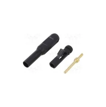 Krokosvorka Zástrčka banánek 2mm černá zlacený Izolace polyamid Ø 2,1mm