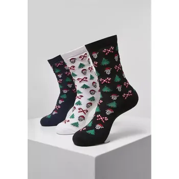 Dámské ponožky Unisex vánoční ponožky Urban Classics Grumpy Santa Christmas Socks 3-Pack velikost 35-38 black/navy/white