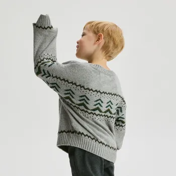 Chlapecká mikina Reserved - Žakárový svetr - světle šedá - 673FH-09M - 673FH-09M-80