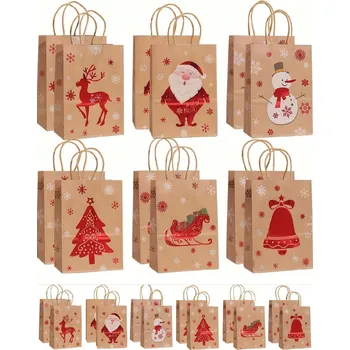 Dárková taška Kosmetický svět Přírodní vánoční papírová dárková taška 20x15x8 cm Design: Přírodní sněhulák