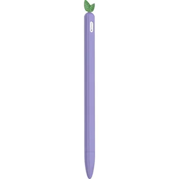 Pouzdro na mobilní telefon Ochranný silikonový obal s lístečky pro Apple Pencil 2. generace / Pro - fialový