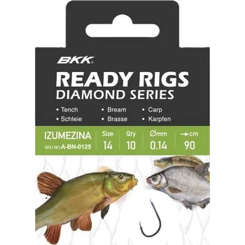 Rybářský háček BKK Návazec Ready Rig Diamond Izumezina BN Velikost 10 0,16mm 70cm 10ks