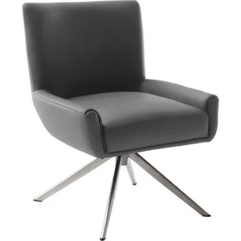 Jídelní židle Kožená otočná židle WILSON XL bez područek, antracitová s ocelovou podnoží
