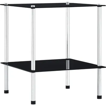 Knihovna zahrada-XL 2patrová police černá 40 x 40 x 47 cm tvrzené sklo 249508