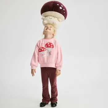 Reserved - Pletené kalhoty s výšivkou - mahagonová - 856FF-93X - 856FF-93X-98