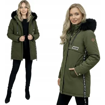 Dámský kabát Soprato dámský kabát vícebarevný klasický s kapucí zateplený dámský zimní kabát velikost 5XL