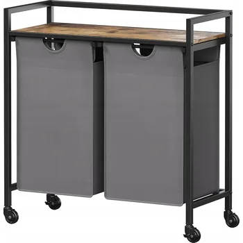 Koš na prádlo Koš na prádlo dvoukomorový rustikální Loft s poličkou 95L