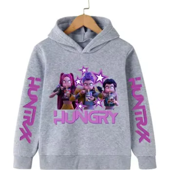 Chlapecký svetr KPop Demon Hunters (Lovkyně démonů) KPop Demon Hunters dětská mikina s potiskem (Huntrix) Barva: šedá (64108), Velikost: 160