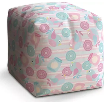 Taburet Sablio Taburet Cube Roztomilí ptáčci: 40x40x40 cm