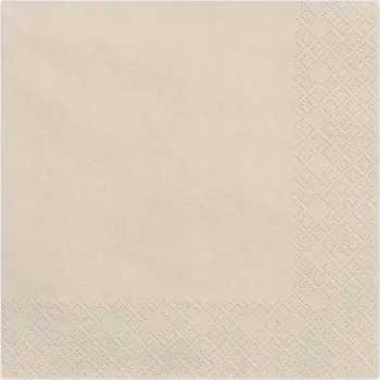 Papírový ubrousek Dekorace stolu na narozeniny - papírové ubrousky "Monokolor", béžové, 33 cm, 20 ks