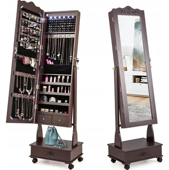 Toaletní stolek TOALETKA NA BIŻUTERIE AKCESORIA DO MAKIJAŻU Toaletní stolek na šperky a líčení, odstíny hnědé, 45 x 157 x 35 cm