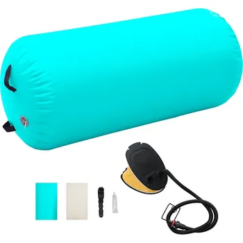 podložka na cvičení zahrada-XL Nafukovací cvičební válec s pumpou 120 x 75 cm PVC zelený 92716