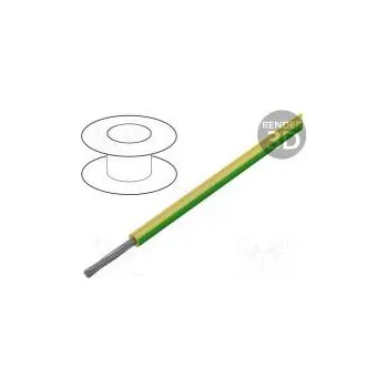 elektrický kabel Vodič HookUp Wire PVC lanko Cu 16AWG žluto-zelená PVC 300V