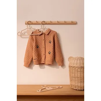 Dívčí oblečení Dětský kardigan s příměsí vlny Liewood Jane Knit Cardigan LW20306.9BYA oranžová 32X, vel. 122-128