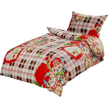 Povlečení TEXTILOMANIE Bavlněné povlečení do postýlky Pejsek s medvídkem hnědé