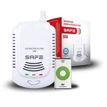Zabezpečovací technika SET Detektor hořlavých a výbušných plynů SAFE 808 + nabíjecí baterie 9V