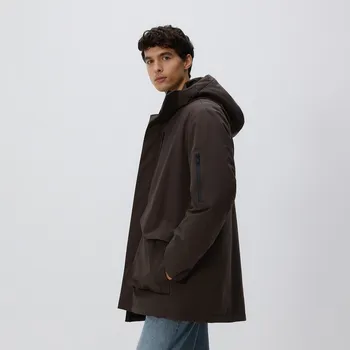 Dámský kabát Reserved - Nepromokavá parka s&nbsp;kapucí - pudrově hnědá - 7135H-98X - 7135H-98X-L