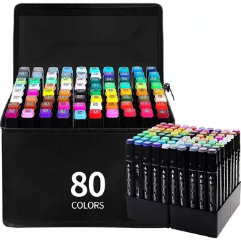 LIHOVÉ FIXY KOMPLETNÍ SADA MARKERŮ 80 KS ORGANIZÉR TAŠKA BAREVNÉ