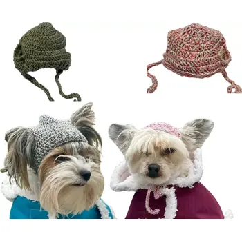 Obleček pro psa Háčkovaná čepice pro psa ruční práce (Potřeby pro menší psy)