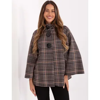 Dámský kabát Elegantní retro kostkovaný kabátek Italy Fashion černý EU velikost: Univerzální