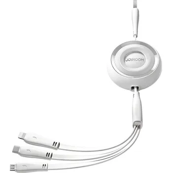 Datový kabel Joyroom S-A40 navíjecí USB kabel 3v1 Apple Lightning / Micro USB / USB-C 1m / 3,5A bílý