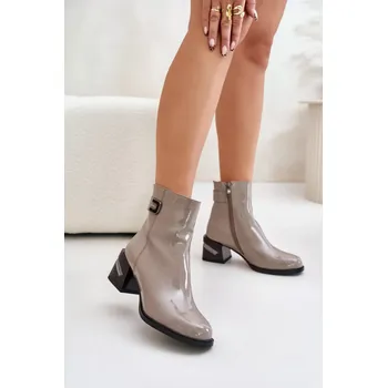 Dámské kozačky Boty na podpatku MR880-093 šedé - Step in style 37