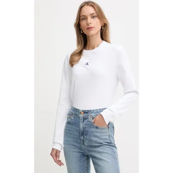 Pánské tričko Bavlněné tričko s dlouhým rukávem Calvin Klein Jeans LV047D223G bílá 00X, vel. XS