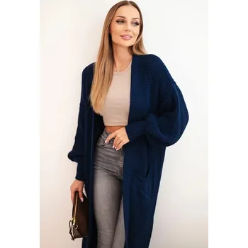 Dámský svetr Dlouhý kardigan 34855 svetr tmavě modrý - Kesi uni