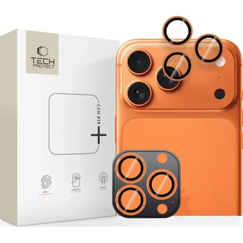 Tech-Protect Camring Fit+ Ochranná skla objektivů iPhone 17 Pro/Max, 16 Pro/Max, 15 Pro/Max - Cosmic Orange