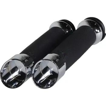 Řídítka Motocyklové gripy / rukojeti na řidítka motorky KHROME WERKS GRIPS CONTOUR EDGE CHROME 500160 (pro řidítka o průměru 25,4 mm (1"), uzavřené konce gripů )