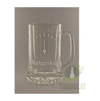 Sklenice Pískovaný půllitr s uchem Natankuj