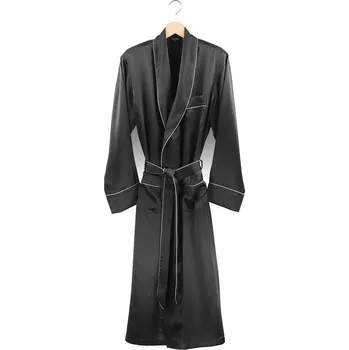 Dámský župan Dámský saténový hedvábný župan dlouhý černý Velikost: L