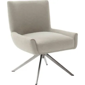 Jídelní židle Kožená otočná židle WILSON XL bez područek, krémová s ocelovou podnoží